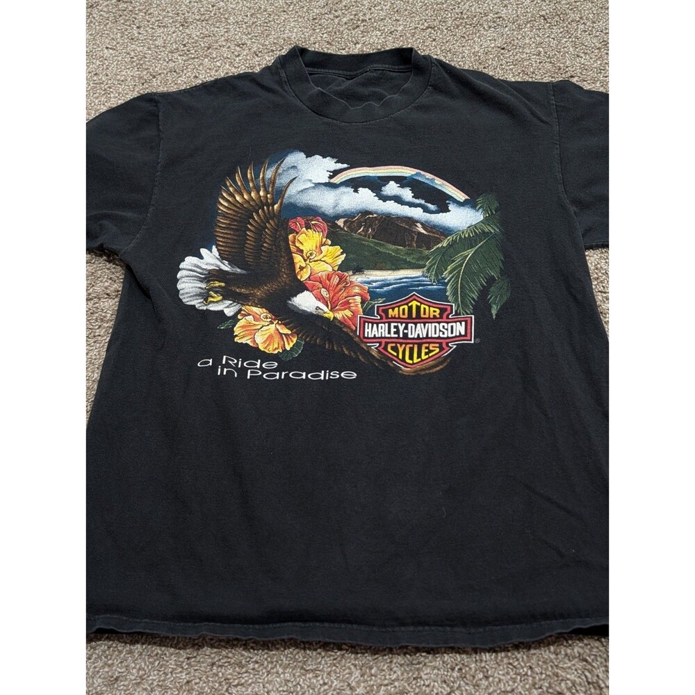 Vintage Harley Davidson Graphic T-Shirt Maui Hawaii - No Tag - Fits Medium *READ